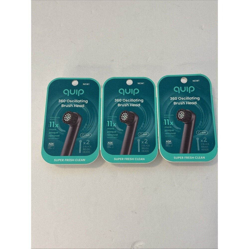 Quip 360 White Oscillation Replacement Brush Heads 6 New Sealed Soft Bristle